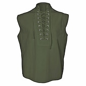 halpa Topit-Retro / vintage Keskiaika Renessanssi Liivi T-paita Merirosvo Viikinki Naamiaispuku Miesten Merirosvo Halloween Karnevaali Naamiaiset LARP Aikuisten Pusero Kevät kesä