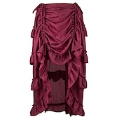 abordables Médiéval-Rétro Vintage Punk et gothique Victoriens Jupe Costume de Cosplay Jupe longue Pirate Femme Cordon Ourlet Asymétrique Couleur unie Halloween Carnaval Carnaval Quotidien Mascarade Adulte Jupe Printemps