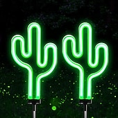 economico Illuminazione vialetto-luci solari da giardino luci esterne cactus/fenicottero luci al neon luci esterne impermeabili per la decorazione del percorso del cortile del patio del giardino