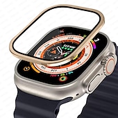cheap Smartwatch Screen Protectors-Watch Case for Apple Watch Ultra 49mm Screen Protector 49mm 9H Tempered Glass Titanium Alloy Frame Keep Original Touch Sensitive Lightweight Protective Glass Film for iwatch Ultra 49mm