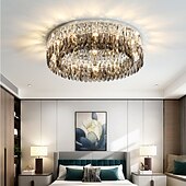 abordables Lustres-Lustre 60/80cm led cristal plafonnier cercle design design unique encastré lumières acier inoxydable led style nordique 110-240v