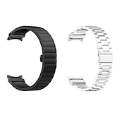 olcso Samsung óraszíjak-Óraszíj mert Samsung Galaxy Watch 7/6/5/4  40/44mm, Watch 5 Pro 45mm, Watch 6 Classic 43/47mm, Watch 4 Classic 42/46mm Rozsdamentes acél Valódi bőr Csere Szíj Fém kapocs Láncos karkötő Karszalag