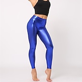 cheap Bottoms-1980s High Waisted Shiny Latex Patent Leggings PU Leather Pencil Pants Disco Women&#039;s Carnival Masquerade Party Bachelorette Party Pride Parade Adults&#039; Pants