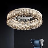 abordables Lustres-Lustre 60/80cm led cristal plafonnier cercle design design unique encastré lumières acier inoxydable led style nordique 110-240v
