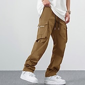 cheap Cargo Pants-Men&#039;s Cargo Pants Cargo Trousers Zipper Pocket Plain Comfort Breathable Outdoor Daily Going out Fashion Casual Black Khaki