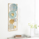 abordables décoration murale en métal-Décoration murale 1pc, décoration murale en métal conçue avec une feuille de lotus, décoration murale suspendue rustique, art mural en métal de ferme, décoration murale moderne pour le bureau de la chambre à coucher du salon
