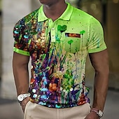 economico Polo stampata da uomo-Per uomo Stampe astratte Polo a nido d&#039;ape Magliette polo Polo con risvolto Polo con bottoni Camicia da golf Golf Manica corta Camicia Collo ripiegabile Esterno Strada Blu-verde Blu Viola Arancione