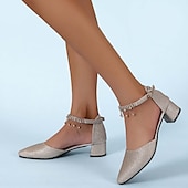 levne Poloformální-dámské svatební boty lodičky boty pro nevěstu boty pro družičku elegantní denní sexy klub bling šumivé boty zlatý střípek drahokamu flitr robustní podpatek špičaté boty jarní letní párty