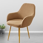 voordelige Fauteuil deksel en armloze stoelhoes-keukenstoelhoes effen kleur garengeverfde polyester kussenovertrekken