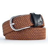 billige Belter til herrer-unisex flettede belter moteriktig enkel strikket spenne belte svart hvit lerret legering vanlig utendørs sport ideell gave