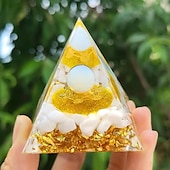 cheap Outdoor Decoration-Orgone Pyramid For Positive Energy And Amethyst Crystal Ball, With Protection From Crystals Energy Generator For Stress Reduce Healing Meditation And Wealth Attraction For Home Decoration