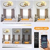 preiswerte Deckenventilator-Leuchten-Deckenventilator mit Lichtern, 19,5 Zoll, dimmbare LED, 3 Farben, 6 Geschwindigkeiten, Timing, umkehrbare Flügel mit Fernbedienung, Ventilator-Kronleuchter für den Haushalt, flacher, bündig montierter