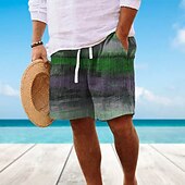 お買い得  幾何学的プリント-男性用 グラフィック カラーブロック サマーショーツ ビーチショーツ ミディアムウエスト ストリートファッション ハワイアン デザイナー カジュアル 日常 祝日 弾性ウエスト 3Dプリント ドローストリング デザイナー 衣類