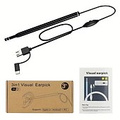cheap Household Appliances-Three-In-One Ear Spoon Endoscope With Adjustable LED Light And 78.74inch Cable, Convenient Ear Picking Cleaning Kit, Support Type-C, Android