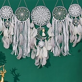 economico Acchiappasogni-5 pezzi di grandi dimensioni acchiappasogni piuma gancio fiore campanelli eolici decorativo appeso a parete arte decorativa