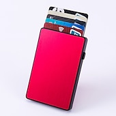 cheap Card Holders &amp; Cases-Slim Aluminum Card Holder Wallet ID Credit Card Holder Mini RFID Blocking Automatic Pop Up Bank Card Case Organizer