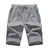 cheap Casual Shorts-Men&#039;s Sweat Shorts Shorts Summer Shorts Beach Shorts Drawstring Elastic Waist Straight Leg Plain Comfort Breathable Short Casual Daily Holiday Cotton Blend Sports Fashion ArmyGreen Black