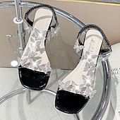 Недорогие Туфли на каблуках-женские босоножки на прозрачном каблуке с цветочным узором из страз – элегантные туфли с открытым носком на высоком каблуке для свадеб и особых случаев