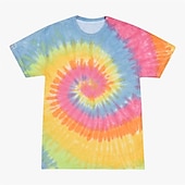billige Retro grafikk-Disk Tie Dye T-skjorte Animé 3D Graphic Til Par Herre Dame Voksne Maskerade 3D-utskrift Fritid / hverdag