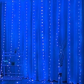 abordables Proyector de la lámpara  y proyector láser-Cortina de luces de hadas, cadena de luces, 8 modos con control remoto, luces decorativas para fiestas de Navidad, bodas, alimentadas por USB