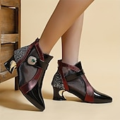 preiswerte Stiefeletten-Schwarze und rote Stiefeletten für Damen mit Mesh-Einsätzen und verziertem Absatz – elegantes modisches Schuhwerk für besondere Anlässe