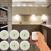 halpa Puck valot-3/6 kpl led kaapin alla oleva valo himmennettävä cob yövalo kaukosäätimellä kaappivalot vaatekaappi kaappi kaappi keittiöön