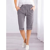 economico Pantaloncini in lino di cotone-Per donna Pantaloncini ispirati al lino Shorts Pantaloni Eleganti Attivo Semplice Casual Lunghezza al ginocchio Vita Alta Semplice Tasca Coulisse Elastico in vita Traspirabilità Morbido Confortevole