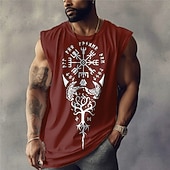 abordables crâne et os-Homme Graphique Guerrier viking Tribal Débardeur T-shirt sans manches pour hommes Manches Courtes T-shirt Impression 3D Col ras du cou Chemise Designer Ethnique Muscle Quotidien Salle de sport Sports