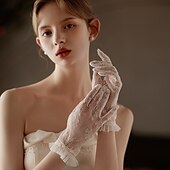 voordelige Handschoenen voor feesten-Kant Polslengte Handschoen leuke Style / Elegant Met Geplooid Bruiloft / feesthandschoen