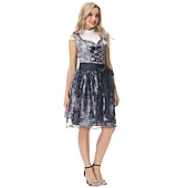 billige Dirndl-Oktoberfest Dirndl Trachtenkleader Oktoberfest / øl bayerske bayerske Wiesn Tradisjonell stil Enger Dame Tradisjonell stil klut Genser Kjole Forkle