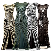 economico Vestiti-Anni Ruggenti Anni 1920 Abito da cocktail Abito Flapper Vestito Costume da festa Il grande Gatsby Paillettes Scollo a V Per donna Natale Halloween Capodanno Matrimonio Feste Ospite di nozze Adulti