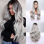 economico Parrucche trendy sintetiche-barbiecore parrucche da film parrucca bionda ombre parrucca ondulata lunga per le donne parrucche ondulate della parte centrale parrucche sintetiche resistenti al calore