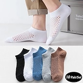 cheap Men&#039;s Socks-Men&#039;s 10 Pairs Ankle Socks No Show Socks Black White Color Plain Casual Daily Basic Thin Summer Spring Fall Cool Breathable