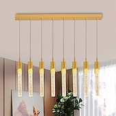 economico Luci Isola cucina-lampada a sospensione a led dimmerabile 1/2/4/5/8 testa lampada moderna in cristallo per isola da cucina, illuminazione a sospensione regolabile per isola cucina, lampadario a led in oro nero per sala