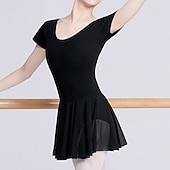 preiswerte Ballettbekleidung-Ballett Kleid Einfarbig Damen Ausbildung Leistung Kurzarm Hoch Baumwollmischung