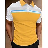 cheap Sports-Men&#039;s Button Up Polos Polo Shirt Casual Holiday Lapel Short Sleeve Fashion Basic Color Block Button Summer Regular Fit Light Sky Blue Yellow Light Green Pink Burgundy Beige Button Up Polos
