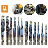 economico Strumenti manuali-12 pezzi punta da trapano cono trapano hss filettatura blu metrica di ricambio