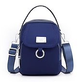 preiswerte Handtaschen und Tragetaschen-Schwarze Umhängetasche aus Nylon für Damen mit silberfarbenen Beschlägen und verstellbarem Riemen – leichte und praktische kleine Schultertasche für Reisen und den täglichen Gebrauch