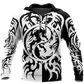 abordables Patrón 3D-Hombre Dragón Estampados Sudadera Sudaderas Ropa de calle Design Manga Larga Con Capucha Diario Deportes Negro Estampado Primavera &amp; Otoño Diseñador