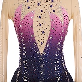 abordables Vestidos de Patinaje Artístico-Vestido de patinaje artístico Mujer Chica Patinaje Sobre Hielo Vestidos Borgoña Azul Real Púrpula Claro Dedo Pulgar Espalda Abierta Licra Alta elasticidad Entrenamiento Competición Ropa de Patinaje