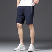 cheap Casual Shorts-Men&#039;s Sweat Shorts Shorts Summer Shorts Beach Shorts Drawstring Elastic Waist Straight Leg Plain Comfort Breathable Short Casual Daily Holiday Cotton Blend Sports Fashion ArmyGreen Black