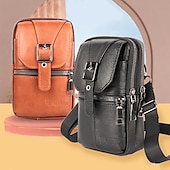 abordables Sacs pour homme-sac à bandoulière multi-poches en cuir pour homme – petit sac messager polyvalent avec bandoulière réglable pour les voyages et l&#039;utilisation quotidienne