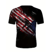 4 de Julho de 2026 250º Dia da Memória Camiseta Masculina Patriótica Vintage Designer Gráfico Patriota Estampada em 3D da Bandeira Nacional Veterano Decote Careca de Mangas Curtas