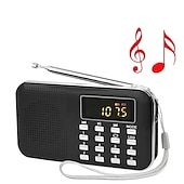 رخيصةأون مشغل MP3-مكبر صوت وسائط راديو رقمي محمول am fm مشغل موسيقى mp3 يدعم بطاقة tf / قرص USB مع شاشة عرض LED ووظيفة مصباح يدوي في حالات الطوارئ