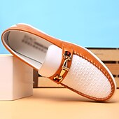 お買い得  メンズ・スリッポン＆ローファー-金属製のバックルと穴あきデザインのメンズの黒と白のスリッポンドライビングローファー - ビジネスにもカジュアルにも使えるスタイリッシュで快適な靴