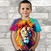 billiga Pojkens 3D-djur-Pojkar 3D Grafisk Djur Panda T-shirt Kortärmad 3D-tryck Sommar Vår Aktiv Sport Mode Polyester Barn 3-12 år Utomhus Ledigt Dagligen Normal