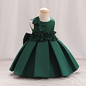 levne Párty šaty-Batole Dívčí Šaty na párty Pevná barva Bez rukávů Výkon Svatební Kravatový uzel Roztomilý Princeznovské Polyester Midi Šaty na párty Léto Jaro 3-7 let Světlá růžová Rubínově červená Trávová zelená