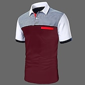 cheap Men&#039;s Classic Polo-Men&#039;s Button Up Polos Cotton Polo Shirt Casual Holiday Lapel Short Sleeve Fashion Basic Color Block Classic Summer Regular Fit White Yellow Burgundy Dark Navy Blue Button Up Polos