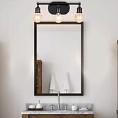 abordables Apliques de pared-juego de iluminación de tocador negro moderno: apliques de pared de baño de 3 luces para espejo, cocina, dormitorio y sala de estar