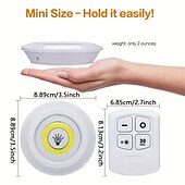halpa Puck valot-3/6 kpl led kaapin alla oleva valo himmennettävä cob yövalo kaukosäätimellä kaappivalot vaatekaappi kaappi kaappi keittiöön